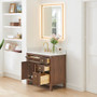 Altair Cerrito 36" Free Standing Single Basin Vanity Set with Cabinet, Engineered Stone Vanity Top, and Framed Mirror