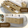 Altair Livia 60" Wall Mounted Double Basin Vanity Set with Cabinet, Engineered Stone Vanity Top, and Frameless Mirror