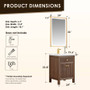 Altair Cerrito 24" Free Standing Single Basin Vanity Set with Cabinet, Ceramic Vanity Top, and Framed Mirror
