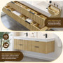 Altair Livia 72" Wall Mounted Double Basin Vanity Set with Cabinet, Engineered Stone Vanity Top, and Frameless Mirror