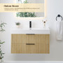 Altair Livia 36" Wall Mounted Single Basin Vanity Set with Cabinet, Engineered Stone Vanity Top, and Frameless Mirror