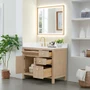 Altair Cerrito 42" Free Standing Single Basin Vanity Set with Cabinet, Engineered Stone Vanity Top, and Framed Mirror