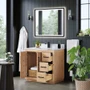 Altair Cicero 36" Free Standing Single Basin Vanity Set with Cabinet, Engineered Stone Vanity Top, and Framed Mirror