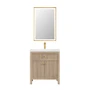 Altair Cerrito 30" Free Standing Single Basin Vanity Set with Cabinet, Engineered Stone Vanity Top, and Framed Mirror