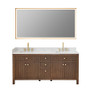 Altair Cerrito 72" Free Standing Double Basin Vanity Set with Cabinet, Engineered Stone Vanity Top, and Framed Mirror