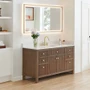 Altair Cerrito 60" Free Standing Single Basin Vanity Set with Cabinet, Engineered Stone Vanity Top, and Framed Mirror