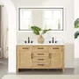 Altair Salome 60" Free Standing Double Basin Vanity Set with Cabinet, Engineered Stone Vanity Top, and Framed Mirror