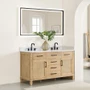 Altair Salome 60" Free Standing Double Basin Vanity Set with Cabinet, Engineered Stone Vanity Top, and Framed Mirror