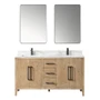 Altair Laurel 60" Free Standing Double Basin Vanity Set with Cabinet, Quartz Vanity Top, and Framed Mirror
