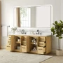 Altair Serene 84" Free Standing Double Basin Vanity Set with Cabinet, Engineered Stone Vanity Top, and Framed Mirror