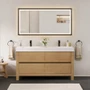 Altair Cascadia 60" Free Standing Double Basin Vanity Set with Cabinet, Engineered Stone Vanity Top, and Framed Mirror