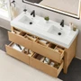 Altair Cascadia 60" Free Standing Double Basin Vanity Set with Cabinet, Engineered Stone Vanity Top, and Framed Mirror