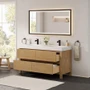 Altair Cascadia 60" Free Standing Double Basin Vanity Set with Cabinet, Engineered Stone Vanity Top, and Framed Mirror