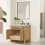 Altair Salome 36" Free Standing Single Basin Vanity Set with Cabinet, Engineered Stone Vanity Top, and Framed Mirror