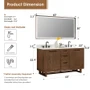 Altair Mowry 60" Free Standing Double Basin Vanity Set with Cabinet, Engineered Stone Vanity Top, and Framed Mirror