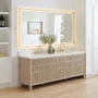 Altair Cerrito 84" Free Standing Double Basin Vanity Set with Cabinet, Engineered Stone Vanity Top, and Framed Mirror