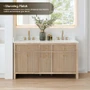 Altair Cerrito 60" Free Standing Double Basin Vanity Set with Cabinet, Engineered Stone Vanity Top, and Framed Mirror