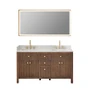 Altair Cerrito 60" Free Standing Double Basin Vanity Set with Cabinet, Engineered Stone Vanity Top, and Framed Mirror