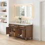 Altair Cerrito 60" Free Standing Double Basin Vanity Set with Cabinet, Engineered Stone Vanity Top, and Framed Mirror