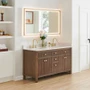 Altair Cerrito 60" Free Standing Double Basin Vanity Set with Cabinet, Engineered Stone Vanity Top, and Framed Mirror