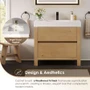 Altair Cascadia 36" Free Standing Single Basin Vanity Set with Cabinet and Engineered Stone Vanity Top