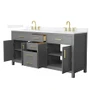 Wyndham Collection Beckett 72" Free Standing Double Basin Vanity Set with Cabinet and Quartz Vanity Top for Widespread Faucets