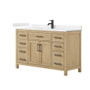 Wyndham Collection Beckett 54" Free Standing Single Basin Vanity Set with Cabinet and Cultured Marble Vanity Top for Single Hole Faucets