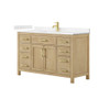 Wyndham Collection Beckett 54" Free Standing Single Basin Vanity Set with Cabinet and Cultured Marble Vanity Top for Single Hole Faucets