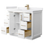 Wyndham Collection Icon 42" Free Standing Single Basin Vanity Set with Cabinet and Cultured Marble Vanity Top
