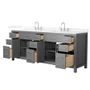 Wyndham Collection Beckett 84" Free Standing Double Basin Vanity Set with Cabinet and Quartz Vanity Top for Widespread Faucets