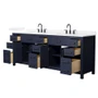 Wyndham Collection Beckett 84" Free Standing Double Basin Vanity Set with Cabinet and Quartz Vanity Top for Widespread Faucets