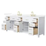 Wyndham Collection Beckett 84" Free Standing Double Basin Vanity Set with Cabinet and Quartz Vanity Top for Widespread Faucets