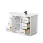 Wyndham Collection Strada 48" Free Standing Single Basin Vanity Set with Cabinet and Cultured Marble Vanity Top