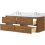 Wyndham Collection Francesca WM 60" Wall Mounted Double Basin Vanity Set with Cabinet and Quartz Vanity Top