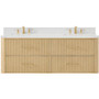 Wyndham Collection Francesca WM 60" Wall Mounted Double Basin Vanity Set with Cabinet and Quartz Vanity Top