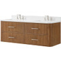 Wyndham Collection Francesca WM 60" Wall Mounted Double Basin Vanity Set with Cabinet and Quartz Vanity Top