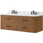 Wyndham Collection Francesca WM 60" Wall Mounted Double Basin Vanity Set with Cabinet and Quartz Vanity Top