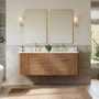 Wyndham Collection Francesca WM 60" Wall Mounted Double Basin Vanity Set with Cabinet and Quartz Vanity Top