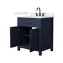 Wyndham Collection Beckett 30" Free Standing Single Basin Vanity Set with Cabinet and Quartz Vanity Top for Widespread Faucets