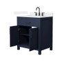 Wyndham Collection Beckett 30" Free Standing Single Basin Vanity Set with Cabinet and Quartz Vanity Top for Widespread Faucets