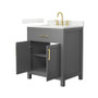 Wyndham Collection Beckett 30" Free Standing Single Basin Vanity Set with Cabinet and Quartz Vanity Top for Widespread Faucets
