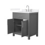 Wyndham Collection Beckett 30" Free Standing Single Basin Vanity Set with Cabinet and Quartz Vanity Top for Widespread Faucets