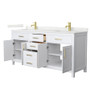 Wyndham Collection Beckett 72" Free Standing Double Basin Vanity Set with Cabinet and Quartz Vanity Top for Single Hole Faucets