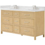 Wyndham Collection Isola 60" Free Standing Double Basin Vanity Set with Cabinet and Quartz Vanity Top