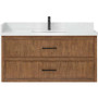 Wyndham Collection Isola WM 48" Wall Mounted Single Basin Vanity Set with Cabinet and Quartz Vanity Top