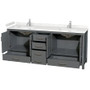 Wyndham Collection Sheffield 80" Free Standing Double Basin Vanity Set with Cultured Marble Vanity Top