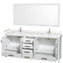 Wyndham Collection Sheffield 80" Free Standing Double Basin Vanity Set with Cabinet, Cultured Marble Vanity Top, and Framed Mirror