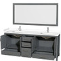 Wyndham Collection Sheffield 80" Free Standing Double Basin Vanity Set with Cabinet, Cultured Marble Vanity Top, and Framed Mirror