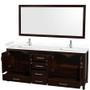 Wyndham Collection Sheffield 80" Free Standing Double Basin Vanity Set with Cabinet, Cultured Marble Vanity Top, and Framed Mirror