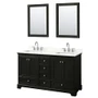 Wyndham Collection Deborah 60" Free Standing Double Basin Vanity Set with Cabinet, Quartz Vanity Top, and Framed Mirror